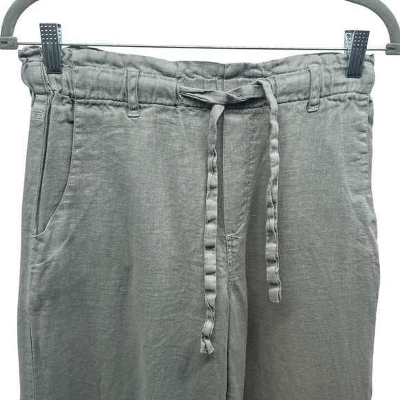 Cloth & Stone Slate Green 100% Linen Crop Drawstring Summer Pants Size XS - Picture 3 of 11